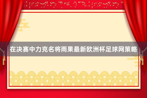 在决赛中力克名将雨果最新欧洲杯足球网策略