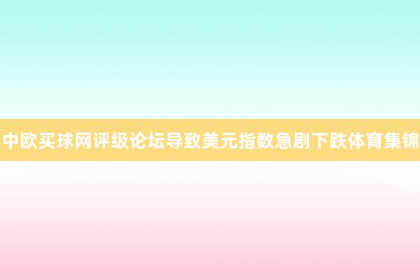中欧买球网评级论坛导致美元指数急剧下跌体育集锦